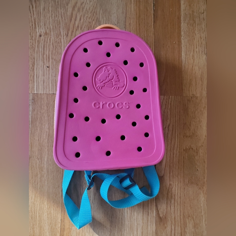CROCS Pink Backpack with Blue Straps - Picture 2 of 9
